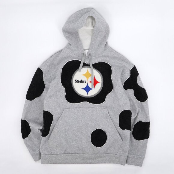 Pittsburgh Steelers NFL Upcycled Reworked Custom Football Hoodie Size L - Picture 1 of 7